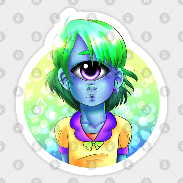 Cyclops Girl Sticker by piefanart